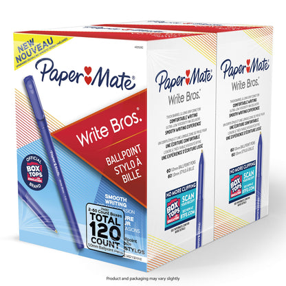 Paper Mate 4621501 Write Bros Ballpoint Pens, Medium Point (1.0 mm), Blue, 60 Count