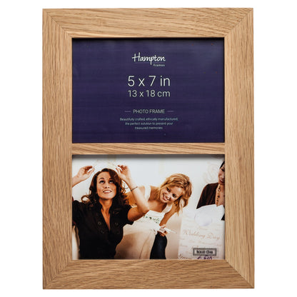 Hampton Frames NEW ENGLAND Solid Oak Wood Photo Frame (Double 5x7 (13x18cm)), natural