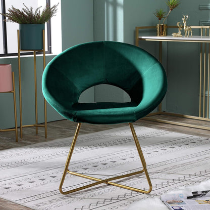 Roundhill Furniture Slatina Accent Chair with Gold Tone Finished Base, Green