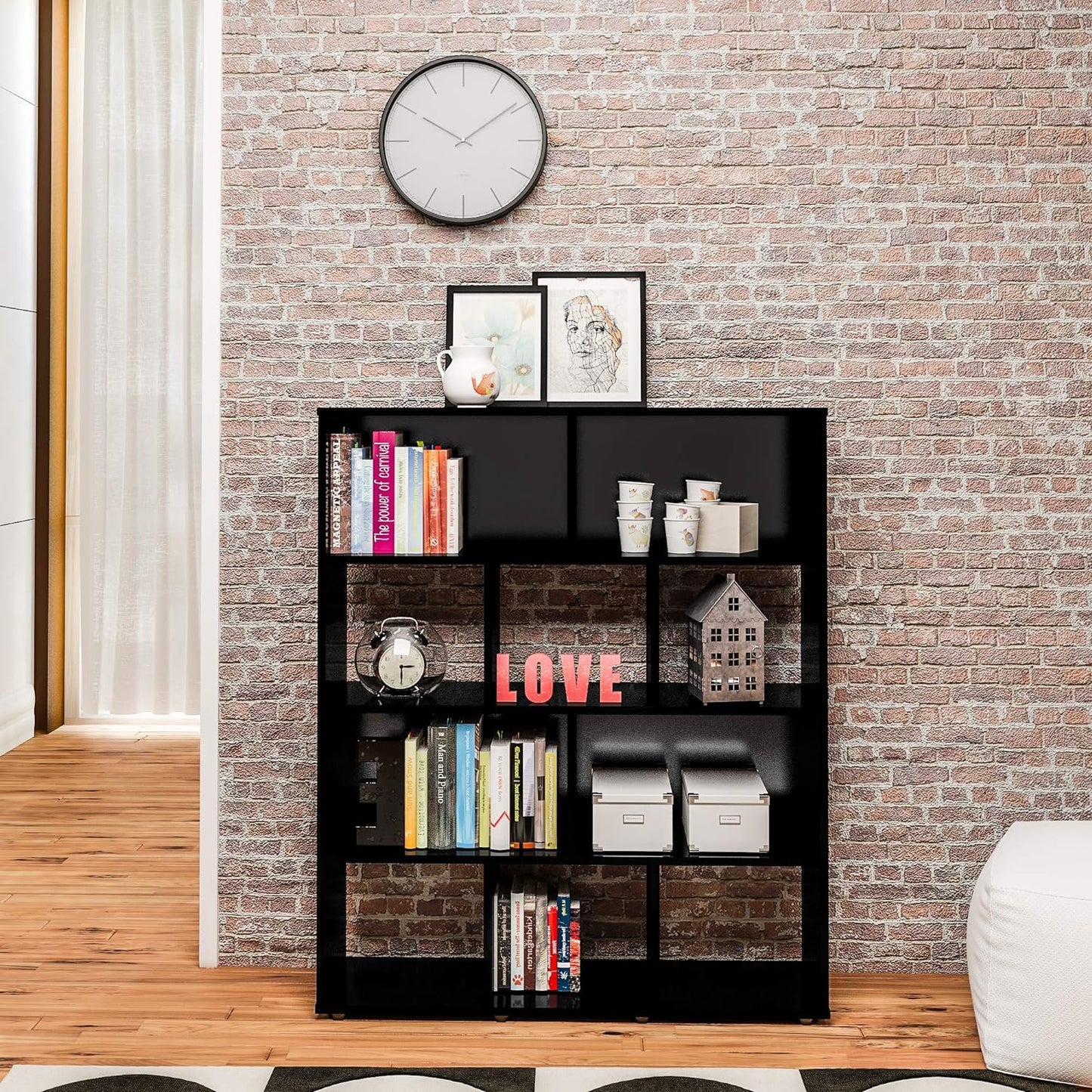 Artely MDF/MDP Book Shelf, Bookcase, Cabinet, Bookrack, Many Shelves, Ideal for Living Room, Bedroom, Office, Book Room, Rustic Brown, W 91 cm x D 25 cm x H 109 cm, DIY Assembly, 7899307514197