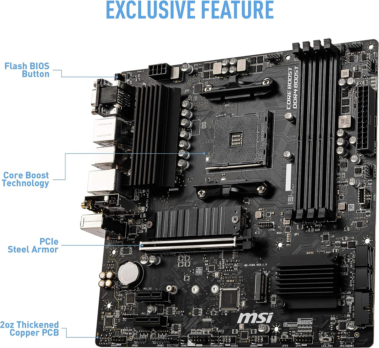 MSI B550M PRO-VDH WiFi ProSeries Motherboard (AMD AM4, DDR4, PCIe 4.0, SATA 6Gb/s, M.2, USB 3.2 Gen 1, Wi-Fi, D-SUB/HDMI/DP, Micro-ATX)