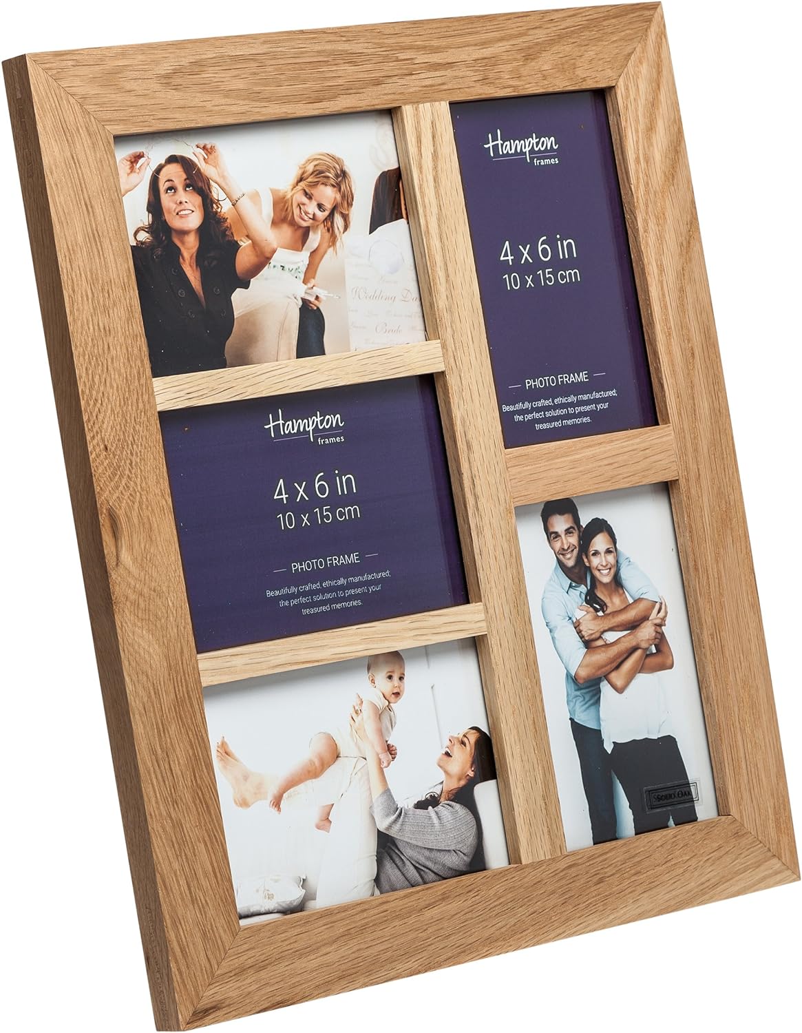 Hampton Frames NEW ENGLAND Solid Oak Wood Photo Frame (Double 5x7 (13x18cm)), natural