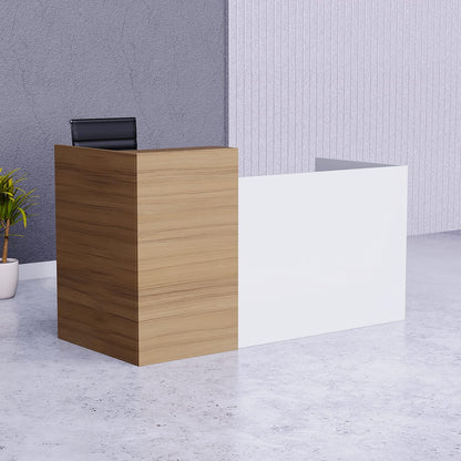 Mahmayi REC-2 Designer Reception Desk For Office Space, Front Office Desk (White-Coco Bolo)