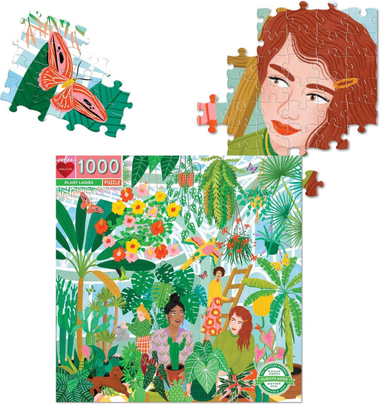 eeBoo: Piece and Love Plant Ladies 1000 Piece Square Adult Jigsaw Puzzle, Puzzle for Adults and Families, Glossy, Sturdy Pieces and Minimal Puzzle Dust