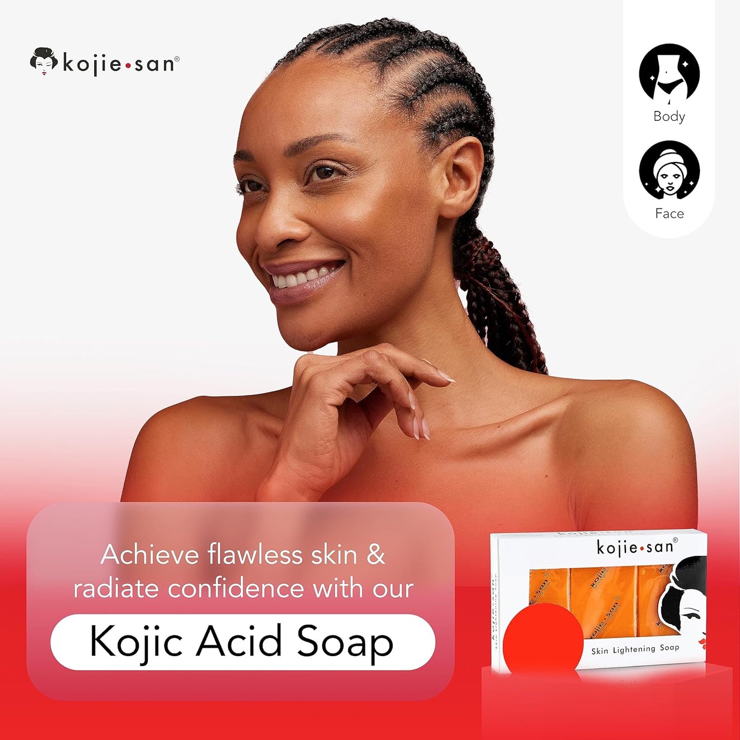 Kojie San 3 x 65G Kojie San Skin Kojic Acid Lightening Soap in Industry-leading Frustration Free Packaging