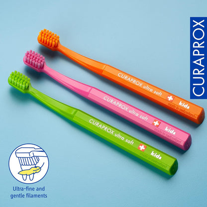 Curaprox Ultra Soft Kids Toothbrush. Soft Toothbrush for children with 5500 CUREN® Bristles - Curaprox Manual Toothbrush