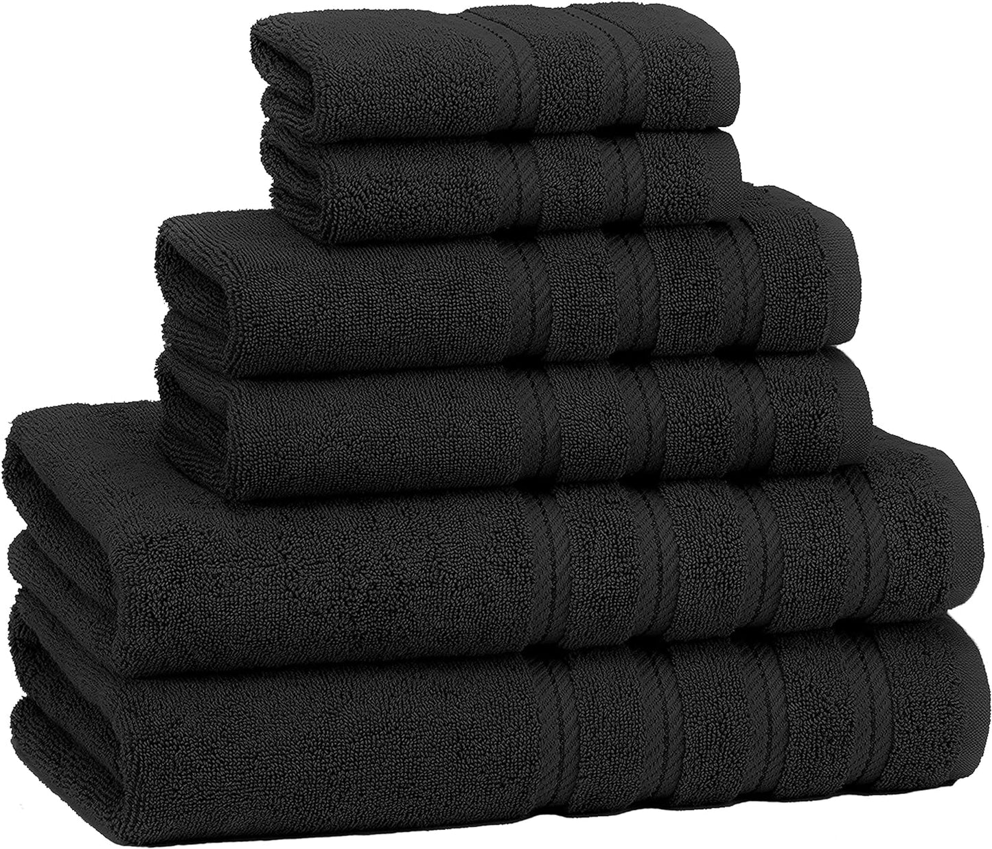 American Soft Linen Bath Linen Sets, 4 Pack Bath Linen Sets for Your Bathroom, Salem Luxury 100% Turkish Soft Twist Cotton, 13 x 13 inches Premium Quality Bath Linen Sets, Black