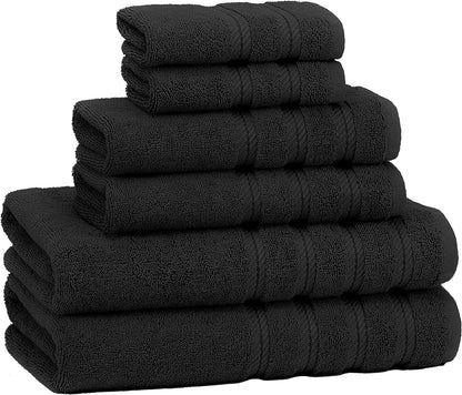 American Soft Linen Bath Linen Sets, 4 Pack Bath Linen Sets for Your Bathroom, Salem Luxury 100% Turkish Soft Twist Cotton, 13 x 13 inches Premium Quality Bath Linen Sets, Black