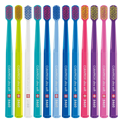 Curaprox Toothbrush CS 5460 Ultra-Soft, 3 Pack - Ultra Soft Toothbrush for adults with 5460 CUREN Bristles - Curaprox Manual Toothbrush