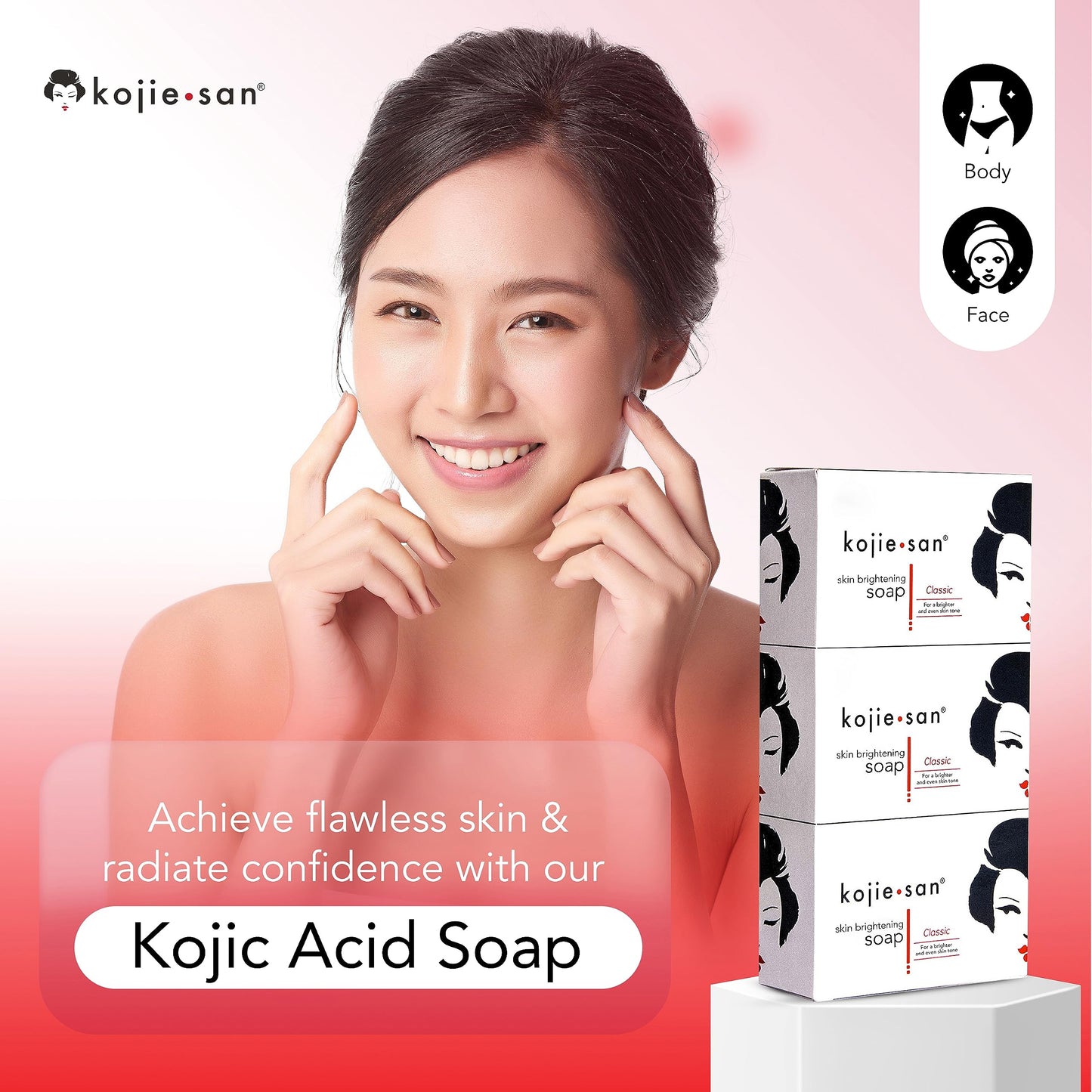 Kojie San 3 x 65G Kojie San Skin Kojic Acid Lightening Soap in Industry-leading Frustration Free Packaging