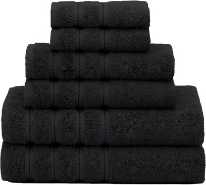 American Soft Linen Bath Linen Sets, 4 Pack Bath Linen Sets for Your Bathroom, Salem Luxury 100% Turkish Soft Twist Cotton, 13 x 13 inches Premium Quality Bath Linen Sets, Black