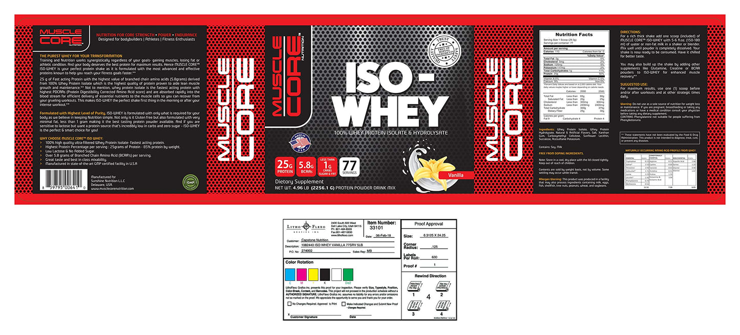 MUSCLE CORE NUTRITION Iso-Whey Chocolate, 5 Lbs.