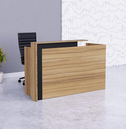 Mahmayi REC-2 Designer Reception Desk For Office Space, Front Office Desk (White-Coco Bolo)