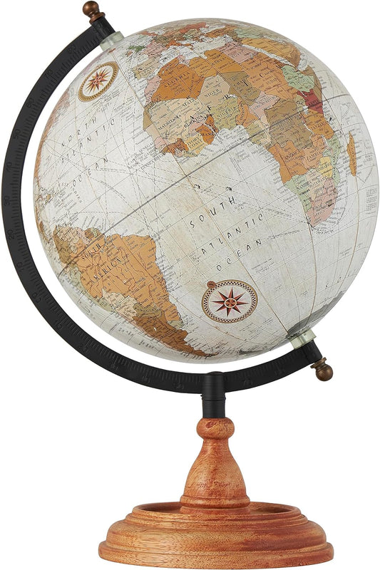 Deco 79 Mango Wood Globe with Wood Base, 9" x 8" x 13", Brown