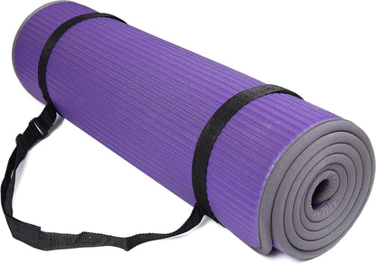 BalanceFrom All-Purpose 2/5-Inch (10mm) Extra Thick High Density Anti-Slip Exercise Pilates Yoga Mat with Carrying Strap