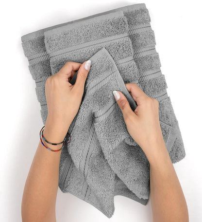 American Soft Linen Bath Linen Sets, 4 Pack Bath Linen Sets for Your Bathroom, Salem Luxury 100% Turkish Soft Twist Cotton, 13 x 13 inches Premium Quality Bath Linen Sets, Black