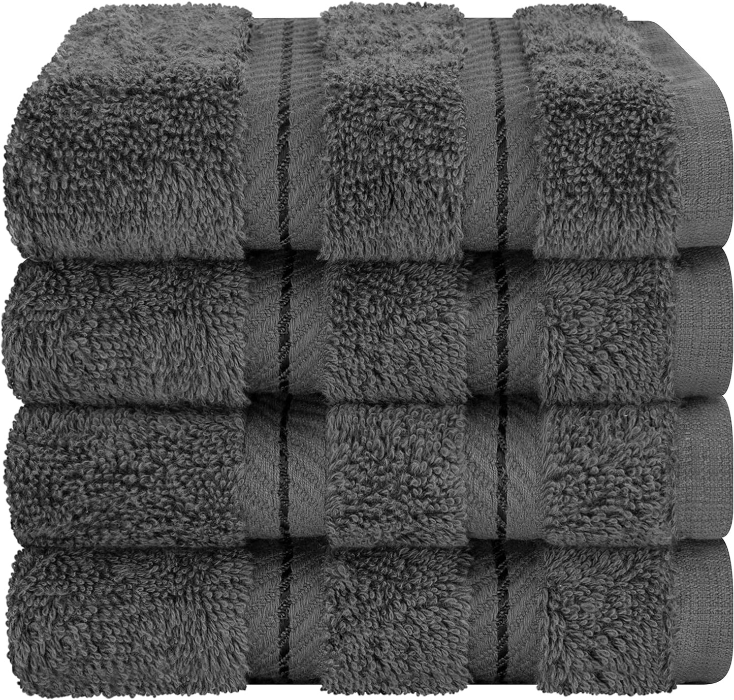 American Soft Linen Bath Linen Sets, 4 Pack Bath Linen Sets for Your Bathroom, Salem Luxury 100% Turkish Soft Twist Cotton, 13 x 13 inches Premium Quality Bath Linen Sets, Black