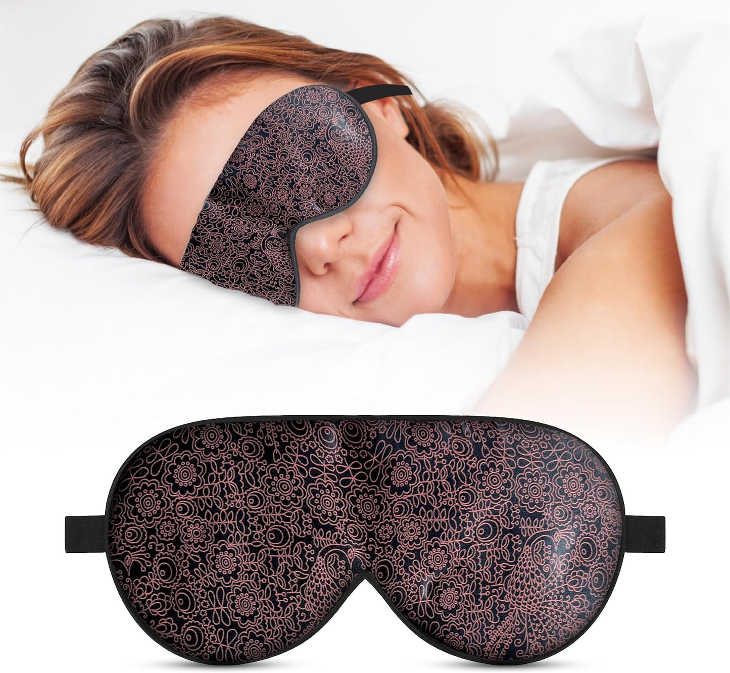 FOM (Friends of Meditation) 100% Mulberry Silk Eye Mask, Super Smooth Sleep Mask And Blind Fold (Black)