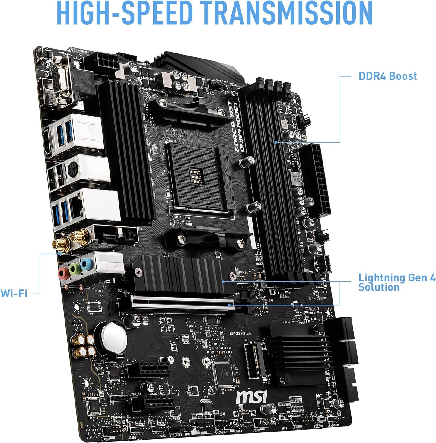 MSI B550M PRO-VDH WiFi ProSeries Motherboard (AMD AM4, DDR4, PCIe 4.0, SATA 6Gb/s, M.2, USB 3.2 Gen 1, Wi-Fi, D-SUB/HDMI/DP, Micro-ATX)