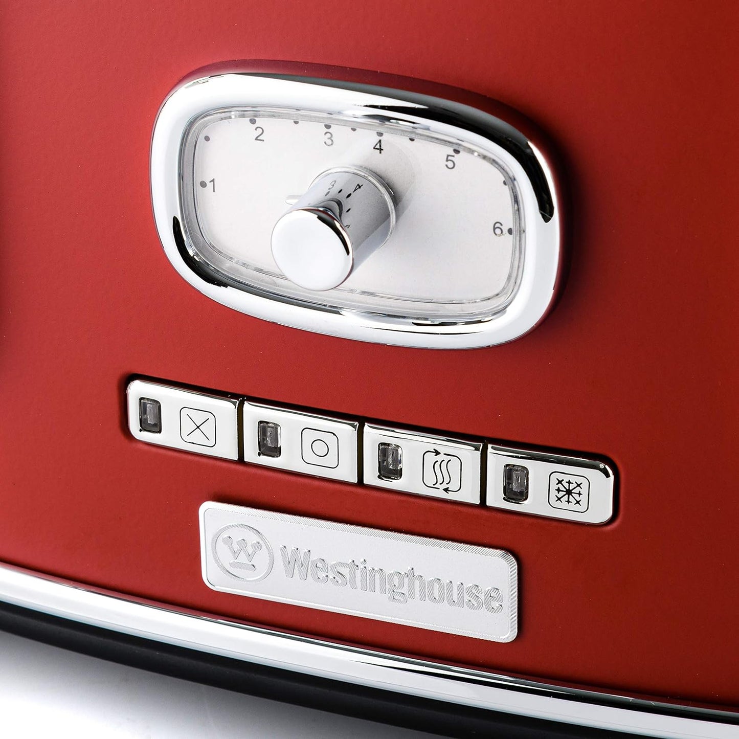 Westinghouse Retro 4-Slice Toaster - Six Adjustable Browning Levels - with Self Centering Function & Crumb Tray - Including Warm Rack for Bread, Bagels, Sandwiches, & Croissants - Red