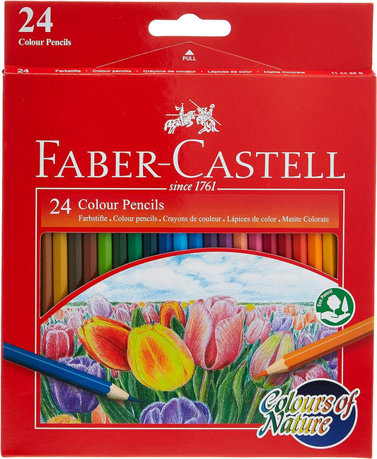 Faber-Castell COLOURS OF NATURE COLOUR PENCILS 24 COLOUR IN A CARDBOARD BOX,Assorted designs, 114426