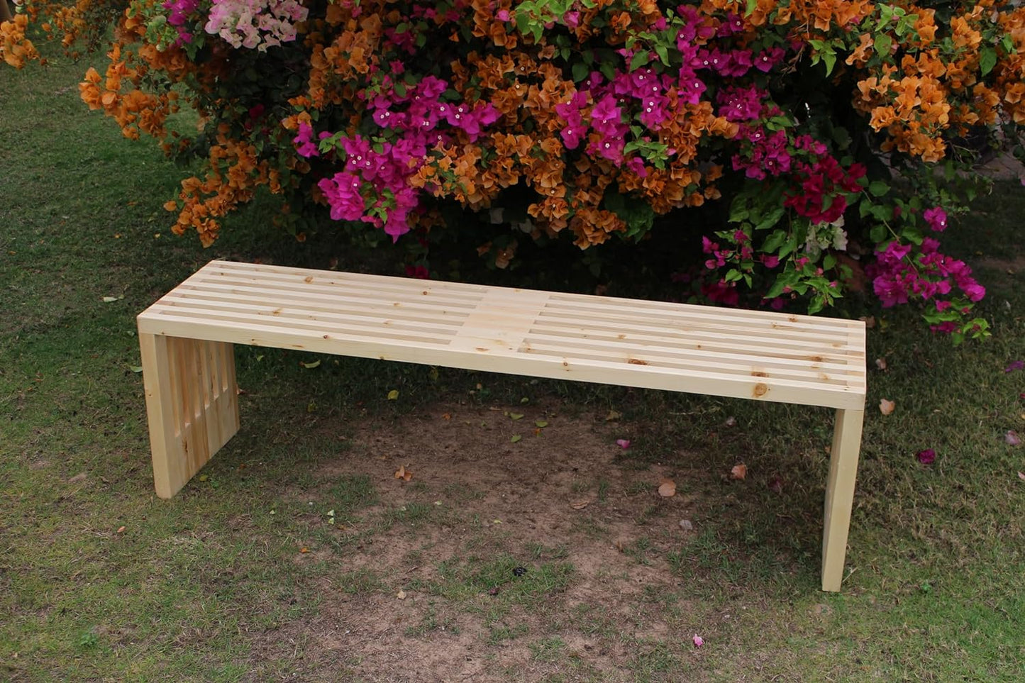 Shadow Bamboo Dining Bench, White Wood Bench, Indoor and Outdoor storage bench, Kitchen, Living room, Garden Furniture