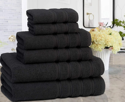 American Soft Linen Bath Linen Sets, 4 Pack Bath Linen Sets for Your Bathroom, Salem Luxury 100% Turkish Soft Twist Cotton, 13 x 13 inches Premium Quality Bath Linen Sets, Black