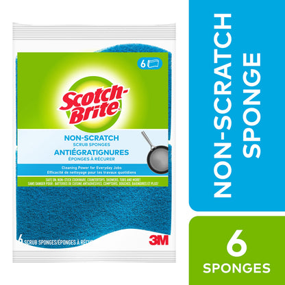 Scotch-Brite Scrub Sponge, 6 Pack, Non Scratch, Multipurpose Sponges for Dishes ,Garage,Outdoor, Kitchen