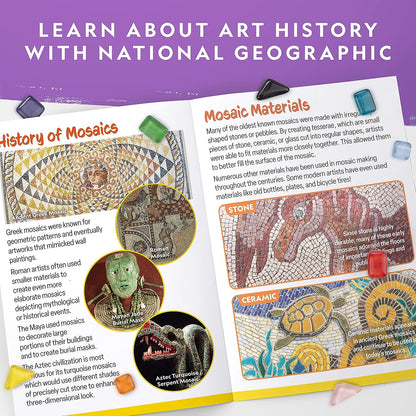 NATIONAL GEOGRAPHIC Kids Arts and Crafts Kit - Includes Glass Tiles, Templates and More for Creating Mosaic Art Projects