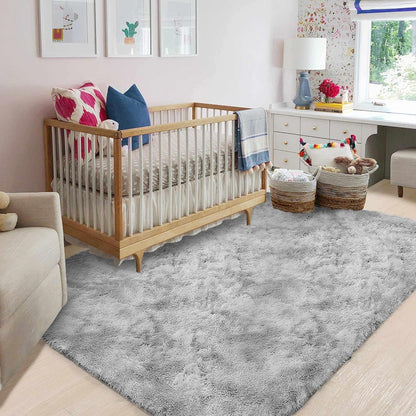 Tinyboy-hbq Area Rugs Shaggy Carpet for Living Room Bedroom Large Fluffy Carpet Modern Non-Slip Mat Multisize Rug Indoor Home Decor (Gray White, 80 x 120 cm)