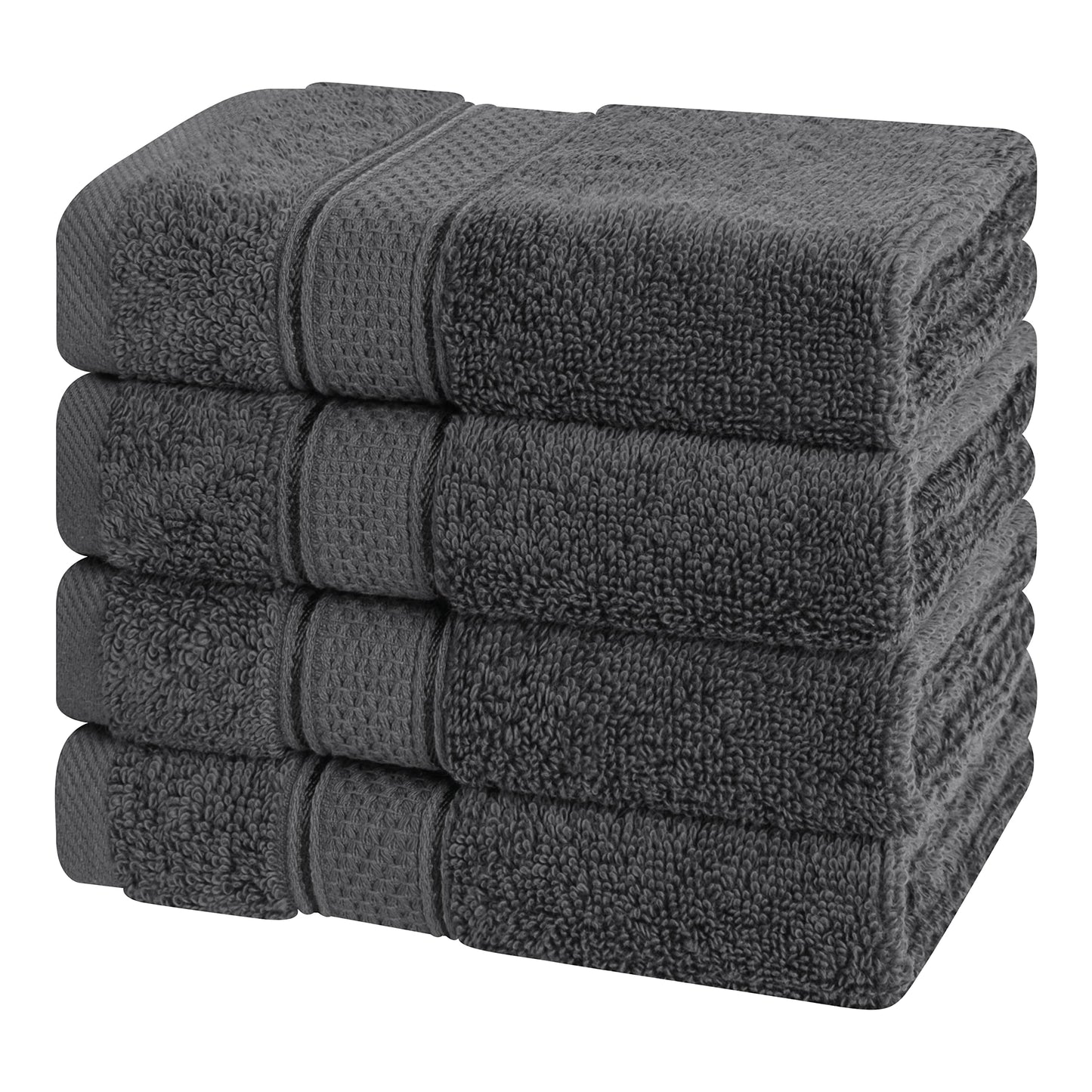 American Soft Linen Bath Linen Sets, 4 Pack Bath Linen Sets for Your Bathroom, Salem Luxury 100% Turkish Soft Twist Cotton, 13 x 13 inches Premium Quality Bath Linen Sets, Black