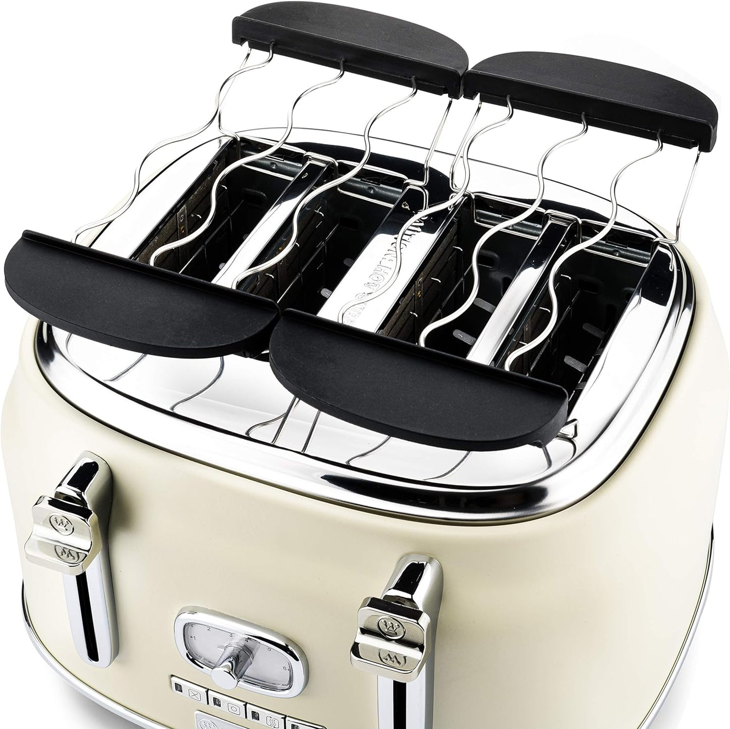 Westinghouse Retro 4-Slice Toaster - Six Adjustable Browning Levels - with Self Centering Function & Crumb Tray - Including Warm Rack for Bread, Bagels, Sandwiches, & Croissants - Red