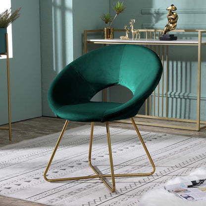 Roundhill Furniture Slatina Accent Chair with Gold Tone Finished Base, Green