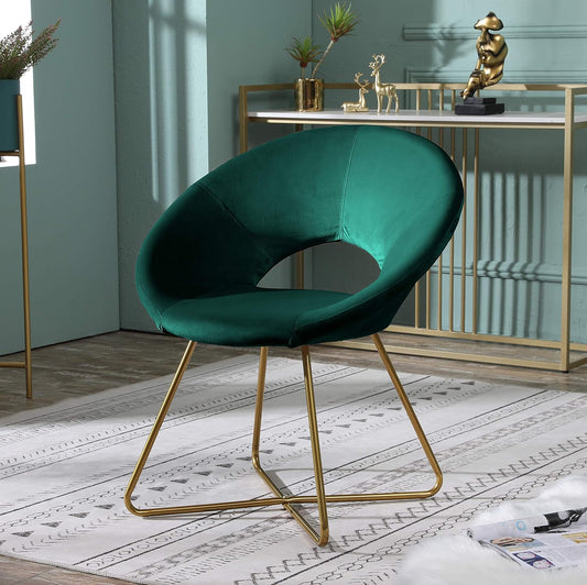 Roundhill Furniture Slatina Accent Chair with Gold Tone Finished Base, Green