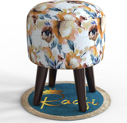 Raafi Puffy Ottoman Stool for Living Room Pack of 1 (Beige)