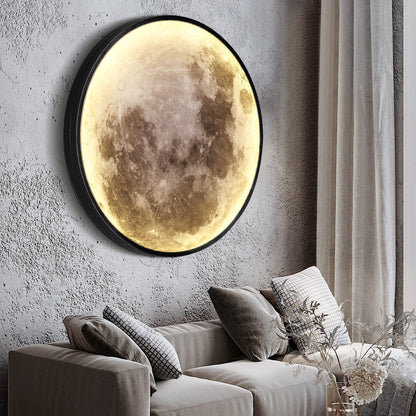 NALACAL Dimmable Moon Wall Light 19.6 inch Wall Light with Remote Control Plug-in Modern LED Wall Light, 24W Black Wall Lamp Indoor Wall Mounted Ceiling Light Fixture for Living Room Bedroom