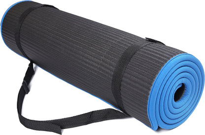 BalanceFrom All-Purpose 2/5-Inch (10mm) Extra Thick High Density Anti-Slip Exercise Pilates Yoga Mat with Carrying Strap