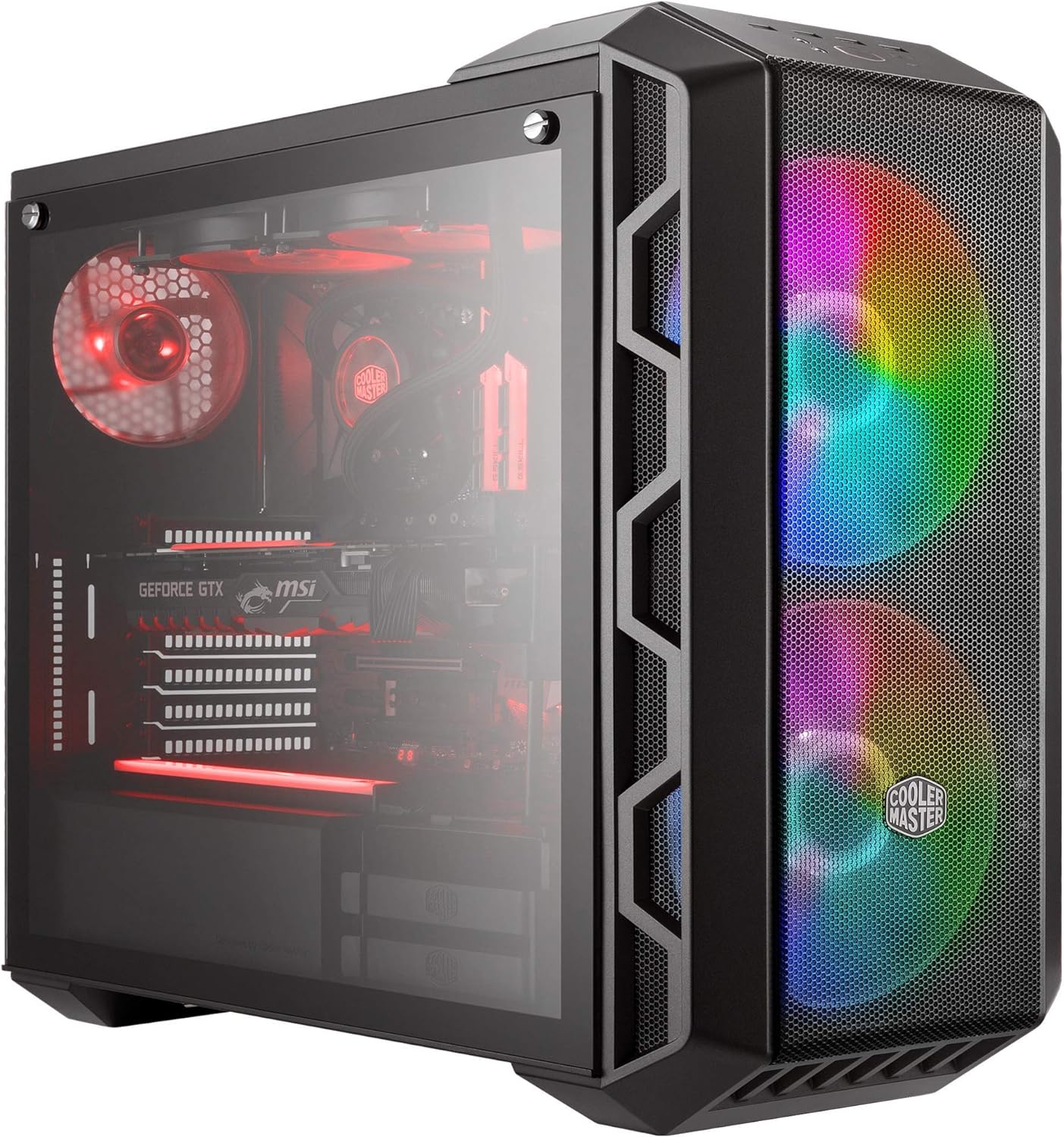 Cooler Master MasterCase H500 ARGB - PC Case with Dual 200mm Fans for High-Volume Airflow, Mesh and Transparent Front Chassis Panels, Flexible ATX Hardware Capacity