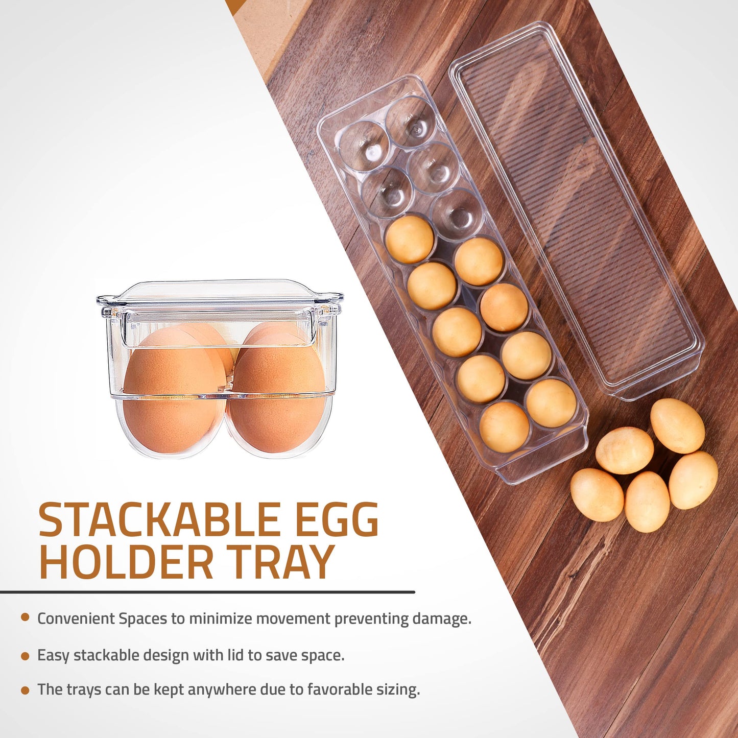 Utopia Home Egg Container For Refrigerator - 14 Egg Container With Lid & Handle, Egg Holder For Refrigerator, Egg Storage & Egg Tray (Pack of 1)