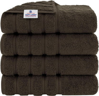 American Soft Linen Bath Linen Sets, 4 Pack Bath Linen Sets for Your Bathroom, Salem Luxury 100% Turkish Soft Twist Cotton, 13 x 13 inches Premium Quality Bath Linen Sets, Black