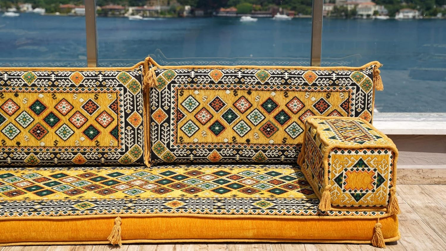 Arabic Floor Seating, Loveseat Sofas, Traditional Floor Pillow, Arabic Majlis, Moroccan Cushion, Ethnic Floor Cushion, Sofa Set (Sofa Only)