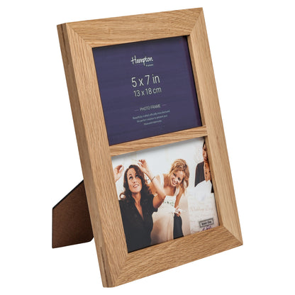 Hampton Frames NEW ENGLAND Solid Oak Wood Photo Frame (Double 5x7 (13x18cm)), natural