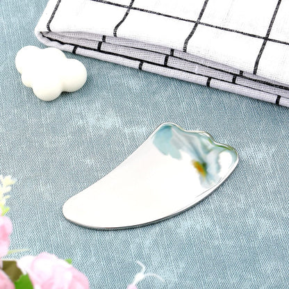 Nuanchu Stainless Steel Gua Sha Tool Facial Gua Sha Tool Tighten Skin Care Tools Massage Beauty Tool for Body Eyes Neck Massager with Travel Pouch (Heart model)