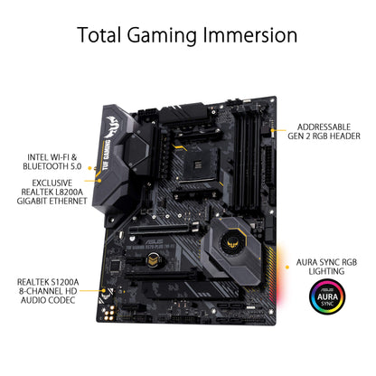 Asus AM4 TUF Gaming X570-Plus (Wi-Fi) AM4 Zen 3 Ryzen 5000 & 3rd Gen Ryzen ATX Motherboard With PCIe 4.0, Dual M.2, 12+2 With Dr. MOS power stage, USB 3.2 Gen 2 And Aura Sync RGB lighting