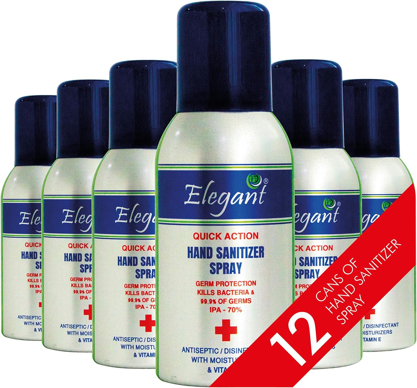 Elegant Hand Sanitizer Spray – 100ml – Pack of 6 – 70% IPA – Advanced Germ Protection – Moisturizers & Vitamin E