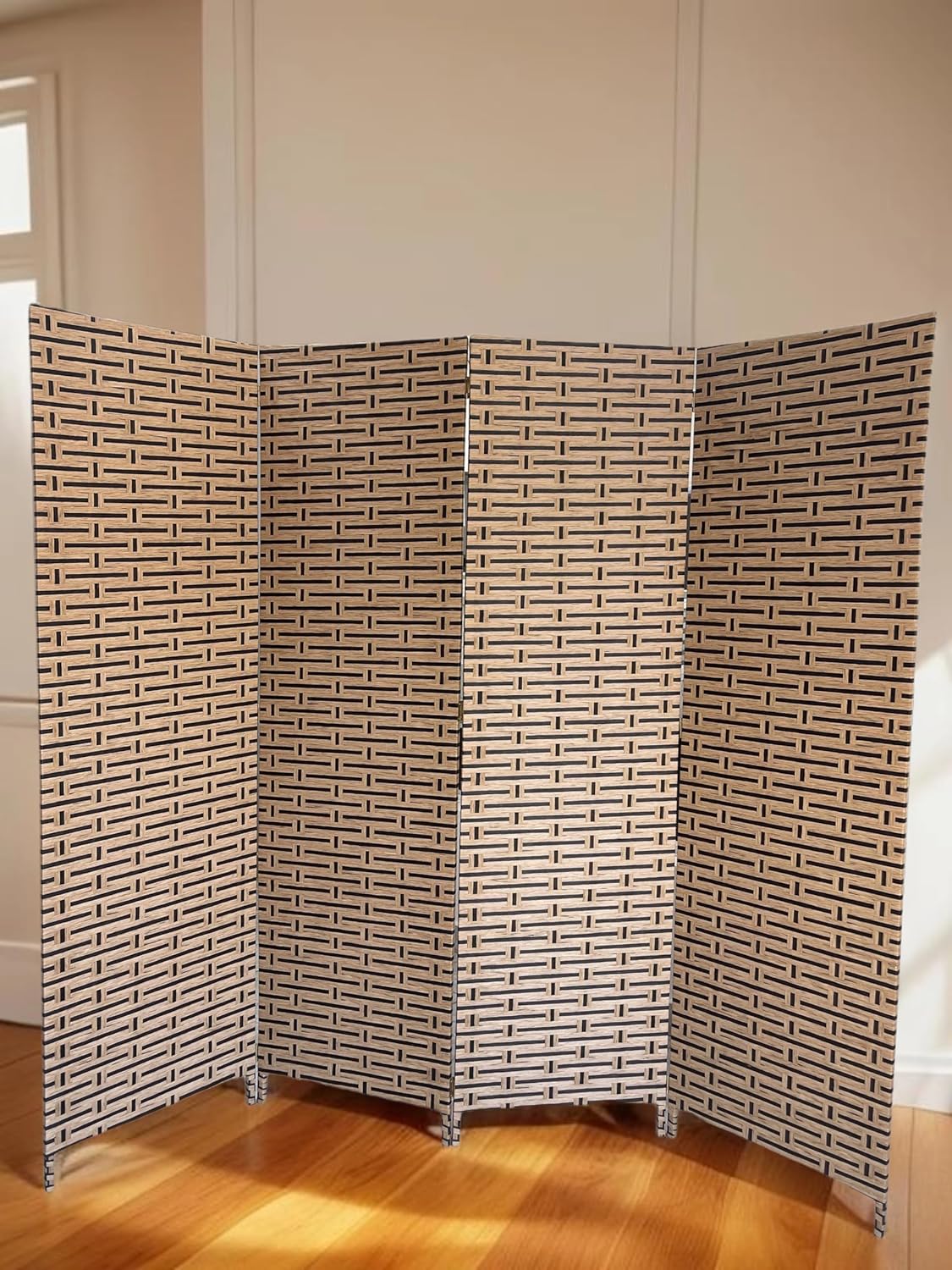 Vital 4-Panel Room Dividers and Folding Privacy Screens Partition Walls for Bedroom Rattan Screen Divider Portable Freestanding Privacy Wall (A2)