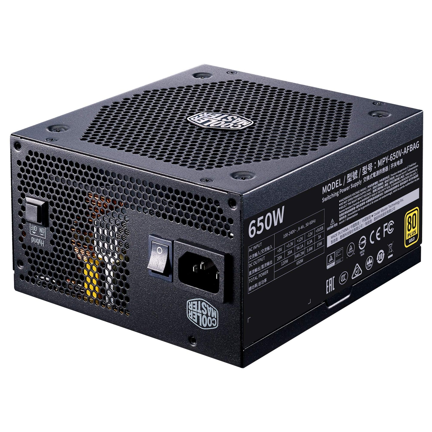 Cooler Master V650 Gold V2 PSU, UK Plug - 650W, 80 PLUS Gold, Fully Modular, ATX Power Supply Unit, Quiet 135 mm FDB Fan, Semi-Fanless Mode, 10-Year Warranty Black Edition