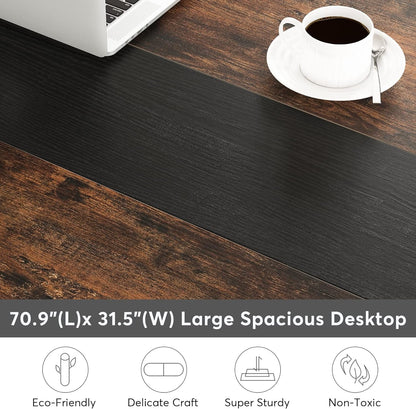 Tribesigns Computer Desk, Large Office Desk Computer Table Study Writing Desk for Home Office, Walnut + Black Leg, 63 X 23.6 inch