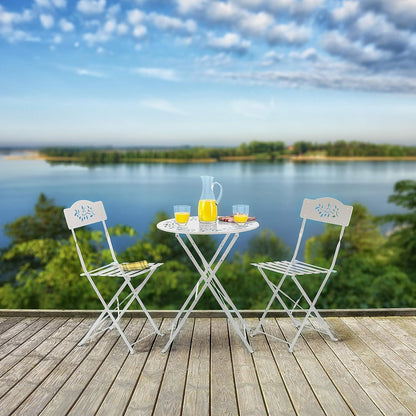 Alpine Corporation Indoor/Outdoor 3-Piece Bistro Set Folding Table and Chairs Patio Seating, Blue