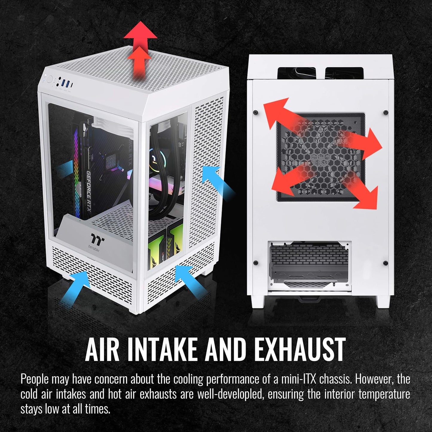 Thermaltake Tower 100 Black Edition Tempered Glass Type-C (Usb 3.1 Gen 2) Mini Tower Computer Chassis Supports Mini-Itx Ca-1R3-00S1Wn-00